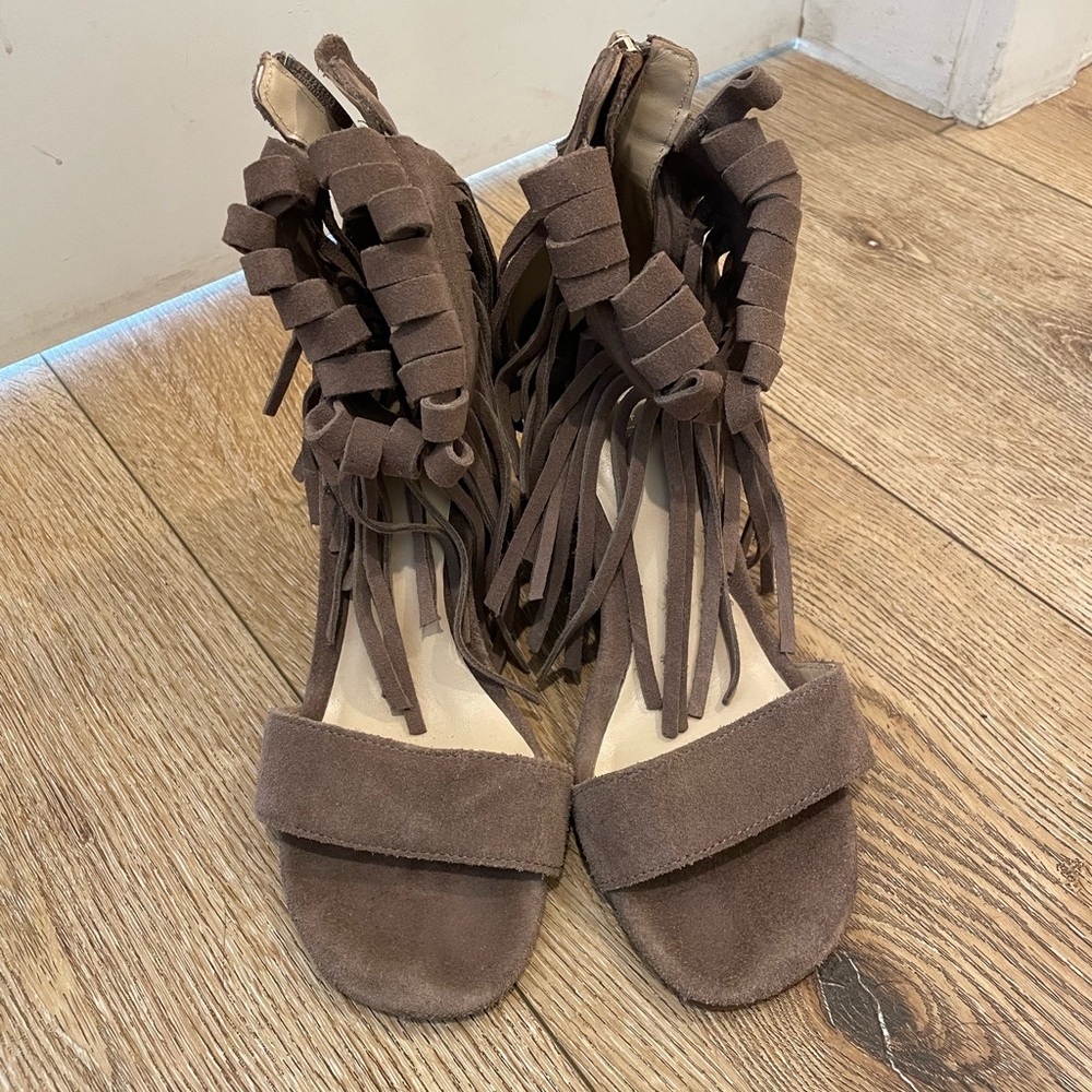 Free People Fringe Heeled Sandals